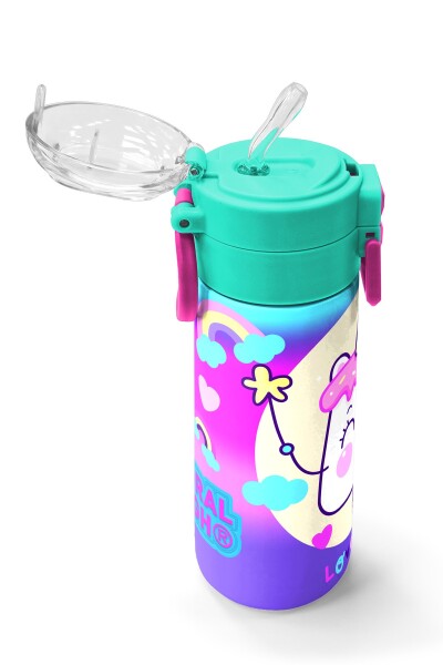 Coral High Kids Renkli Batik Unicorn Dondurma Desenli Pipetli ve Direkt İçim Çelik Termos 500 ml 31801 - 5