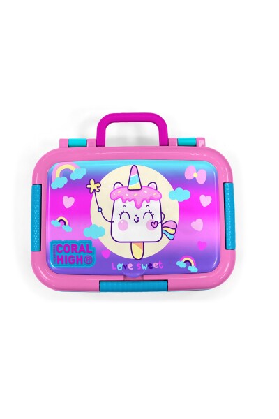 Coral High Kids Renkli Batik Unicorn Dondurma Prenses Desenli Paslanmaz Çelik Beslenme Kabı 39320 - 5