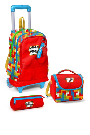 Coral High Kids Renkli Blok Desenli 3’lü Okul Çanta Seti SET0123975 