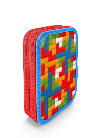Coral High Kids Renkli Blok Desenli Çift Katlı Kalem Çanta 11157 - 3