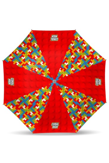 Coral High Kids Renkli Blok Desenli Çocuk Şemsiyesi 12675 - 2