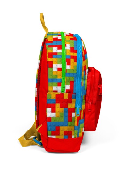 Coral High Kids Renkli Blok Desenli Dört Bölmeli Okul Sırt Çantası 23775 - 4