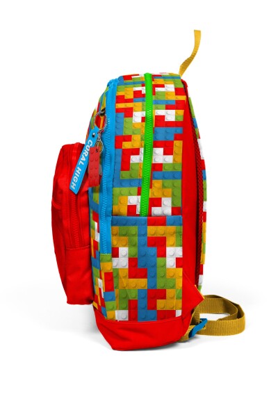 Coral High Kids Renkli Blok Desenli Dört Bölmeli Okul Sırt Çantası 23775 - 7