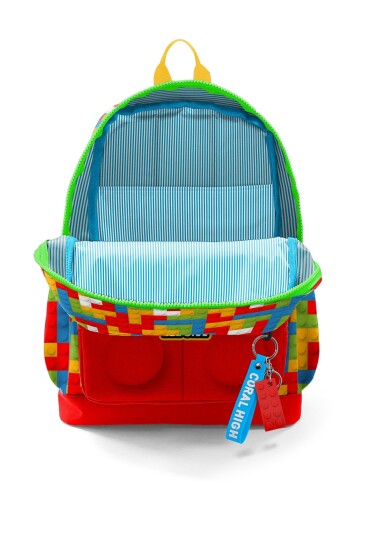 Coral High Kids Renkli Blok Desenli Dört Bölmeli Okul Sırt Çantası 23775 - 3