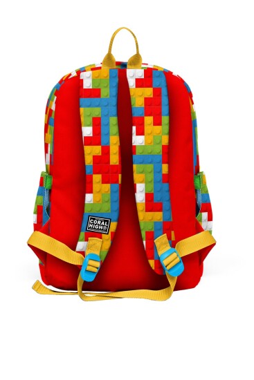 Coral High Kids Renkli Blok Desenli Dört Bölmeli Okul Sırt Çantası 23775 - 2