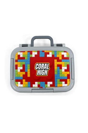 Coral High Kids Renkli Blok Desenli Paslanmaz Çelik Beslenme Kabı 39283 - 5