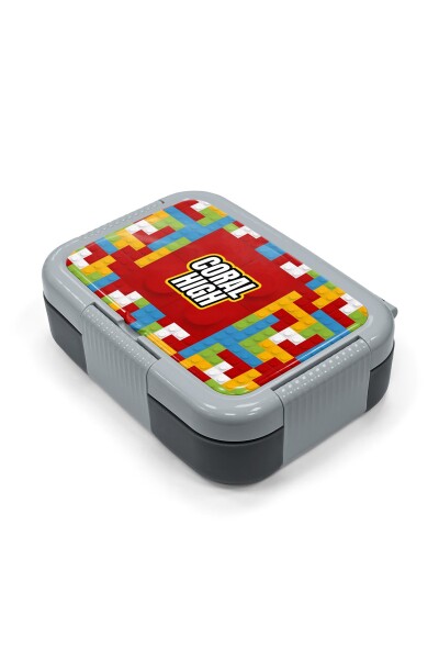 Coral High Kids Renkli Blok Desenli Paslanmaz Çelik Beslenme Kabı 39283 - 2