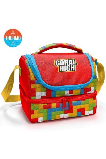 Coral High Kids Renkli Blok Desenli Thermo İki Katlı Beslenme Çantası 37216 - Coral High
