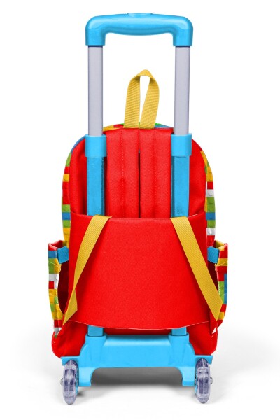 Coral High Kids Renkli Blok Desenli Üç Bölmeli Çekçekli Okul Sırt Çantası 23975 - 2