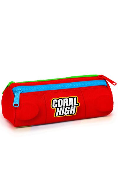 Coral High Kids Renkli Blok Desenli Üç Bölmeli Kalem Çantası 22091 - 1