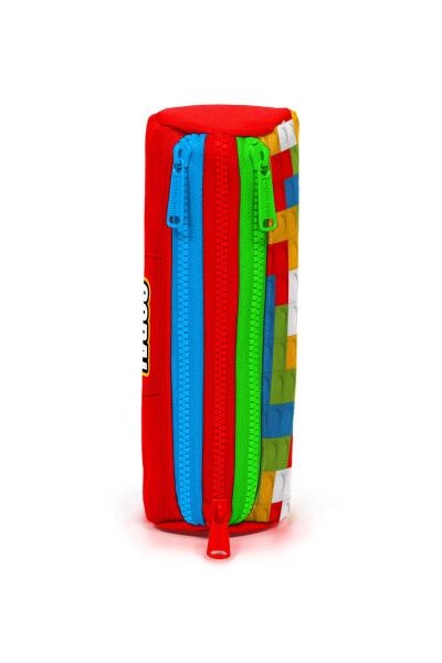 Coral High Kids Renkli Blok Desenli Üç Bölmeli Kalem Çantası 22091 - 2