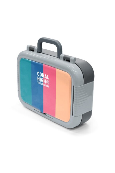 Coral High Kids Renkli Çizgi Desenli Paslanmaz Çelik Beslenme Kabı 39186 - 4