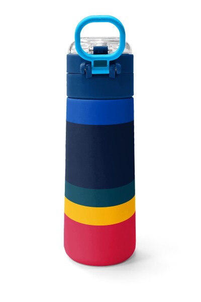 Coral High Kids Renkli Çizgi Desenli Pipetli ve Direkt İçim Çelik Termos 500 ml 38122 - 4