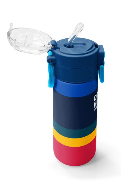 Coral High Kids Renkli Çizgi Desenli Pipetli ve Direkt İçim Çelik Termos 500 ml 38122 - 5