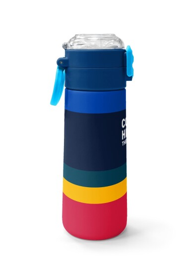 Coral High Kids Renkli Çizgi Desenli Pipetli ve Direkt İçim Çelik Termos 500 ml 38122 - 2