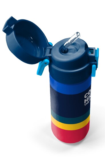 Coral High Kids Renkli Çizgi Desenli Pipetli ve Direkt İçim Çelik Termos 500 ml 38122 - 2