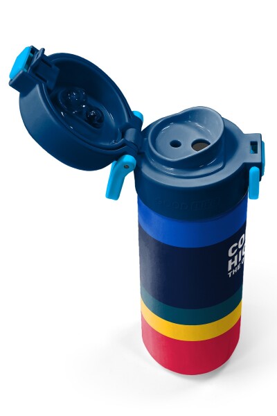 Coral High Kids Renkli Çizgi Desenli Pipetli ve Direkt İçim Çelik Termos 500 ml 38122 - 3