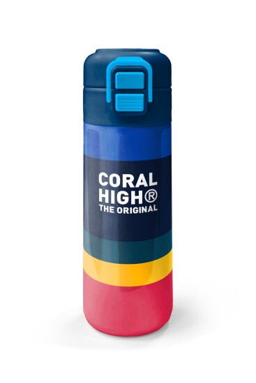 Coral High Kids Renkli Çizgi Desenli Pipetli ve Direkt İçim Çelik Termos 500 ml 38122 - 4