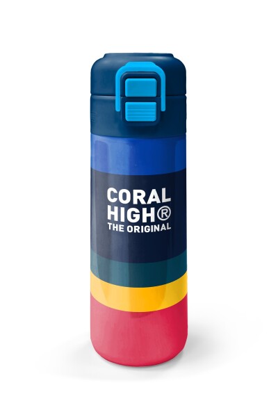 Coral High Kids Renkli Çizgi Desenli Pipetli ve Direkt İçim Çelik Termos 500 ml 38122 - 4
