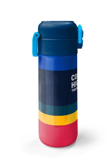 Coral High Kids Renkli Çizgi Desenli Pipetli ve Direkt İçim Çelik Termos 500 ml 38122 - 5