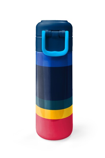 Coral High Kids Renkli Çizgi Desenli Pipetli ve Direkt İçim Çelik Termos 500 ml 38122 - 7
