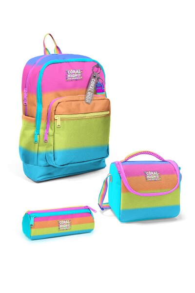 Coral High Kids Renkli Çizgili 3’lü Okul Çanta Seti SET0123770 - 1