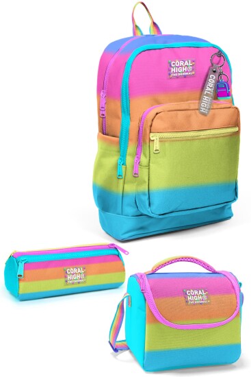 Coral High Kids Renkli Çizgili 3’lü Okul Çanta Seti SET0123770 - CORAL HIGH