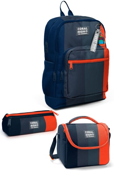 Coral High Kids Renkli Çizgili 3’lü Okul Çanta Seti SET0123782 