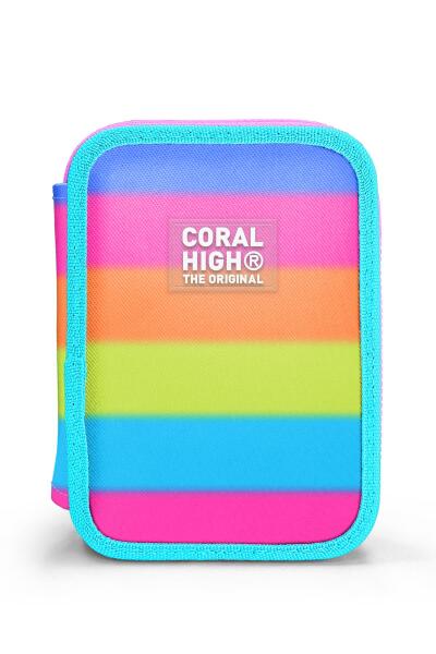 Coral High Kids Renkli Çizgili Çift Katlı Kalem Çanta 11140 - 10