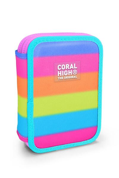 Coral High Kids Renkli Çizgili Çift Katlı Kalem Çanta 11140 - 1