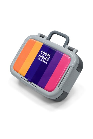 Coral High Kids Renkli Çizgili Desenli Paslanmaz Çelik Beslenme Kabı 39181 - Coral High