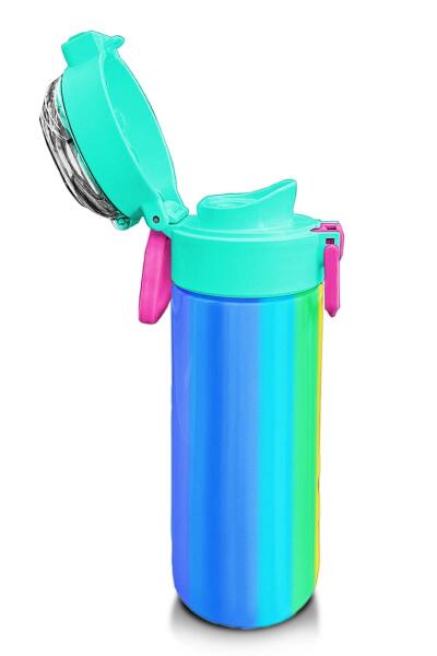 Coral High Kids Renkli Çizgili Desenli Pipetli ve Direkt İçim Çelik Termos 500 ml 31873 - 6