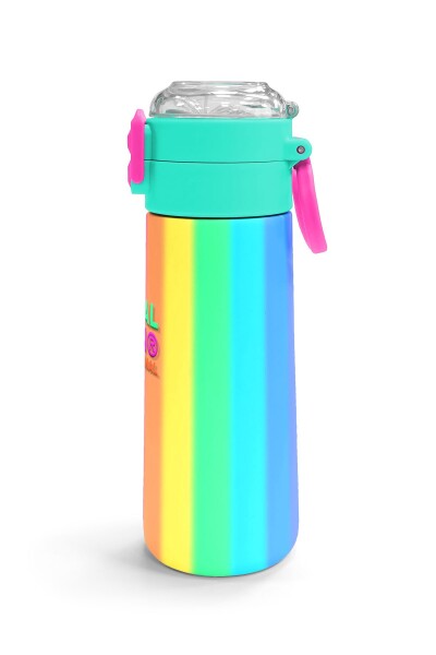 Coral High Kids Renkli Çizgili Desenli Pipetli ve Direkt İçim Çelik Termos 500 ml 31873 - 3