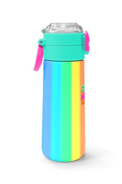 Coral High Kids Renkli Çizgili Desenli Pipetli ve Direkt İçim Çelik Termos 500 ml 31873 - 2
