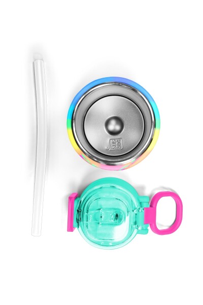 Coral High Kids Renkli Çizgili Desenli Pipetli ve Direkt İçim Çelik Termos 500 ml 31873 - 7