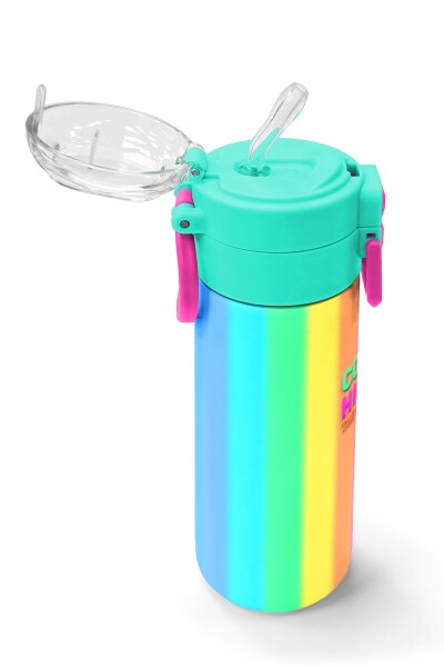Coral High Kids Renkli Çizgili Desenli Pipetli ve Direkt İçim Çelik Termos 500 ml 31873 - 5