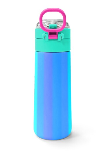 Coral High Kids Renkli Çizgili Desenli Pipetli ve Direkt İçim Çelik Termos 500 ml 31873 - 4