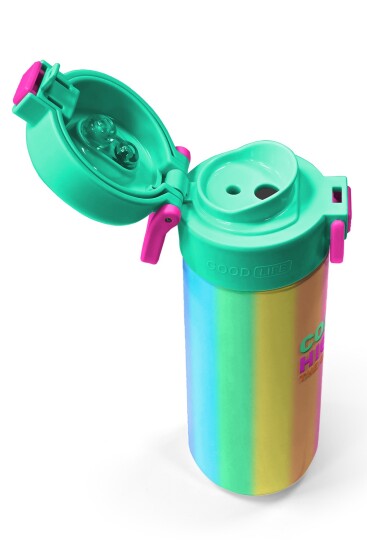 Coral High Kids Renkli Çizgili Desenli Pipetli ve Direkt İçim Çelik Termos 500 ml 31873 - 3