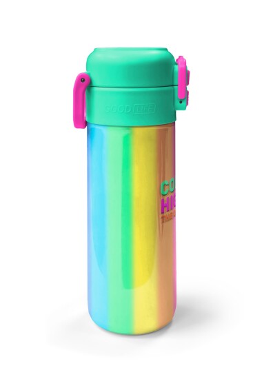 Coral High Kids Renkli Çizgili Desenli Pipetli ve Direkt İçim Çelik Termos 500 ml 31873 - 5