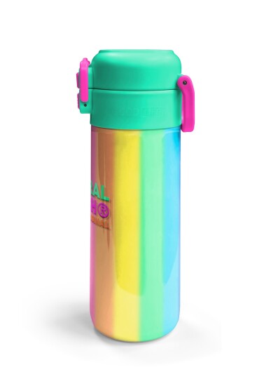 Coral High Kids Renkli Çizgili Desenli Pipetli ve Direkt İçim Çelik Termos 500 ml 31873 - 6