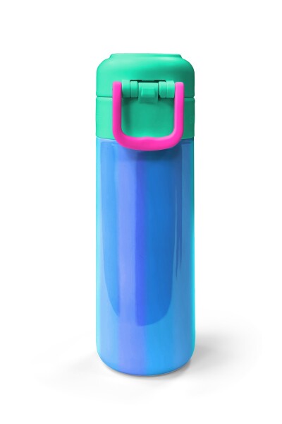 Coral High Kids Renkli Çizgili Desenli Pipetli ve Direkt İçim Çelik Termos 500 ml 31873 - 7