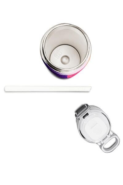 Coral High Kids Renkli Çizgili Desenli Pipetli ve Direkt İçim Çelik Termos 500 ml 31874 - 7