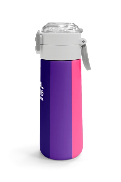 Coral High Kids Renkli Çizgili Desenli Pipetli ve Direkt İçim Çelik Termos 500 ml 31874 - 3