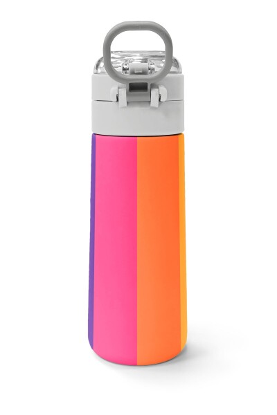 Coral High Kids Renkli Çizgili Desenli Pipetli ve Direkt İçim Çelik Termos 500 ml 31874 - 4