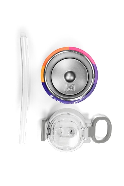 Coral High Kids Renkli Çizgili Desenli Pipetli ve Direkt İçim Çelik Termos 500 ml 31874 - 7