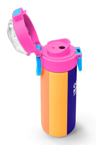 Coral High Kids Renkli Çizgili Desenli Pipetli ve Direkt İçim Çelik Termos 500 ml 31874 - 6