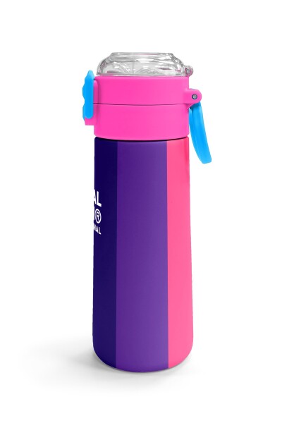 Coral High Kids Renkli Çizgili Desenli Pipetli ve Direkt İçim Çelik Termos 500 ml 31874 - 3