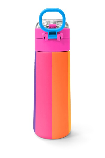 Coral High Kids Renkli Çizgili Desenli Pipetli ve Direkt İçim Çelik Termos 500 ml 31874 - 4