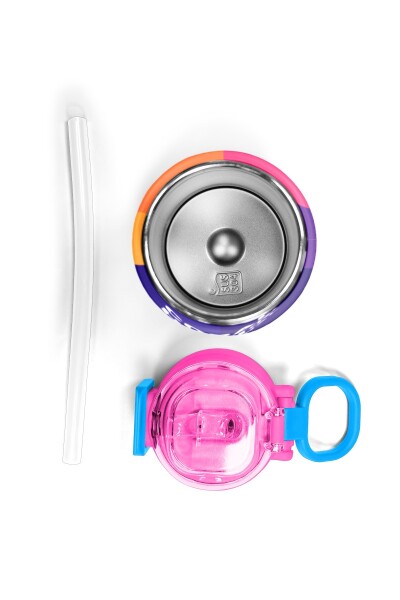 Coral High Kids Renkli Çizgili Desenli Pipetli ve Direkt İçim Çelik Termos 500 ml 31874 - 7