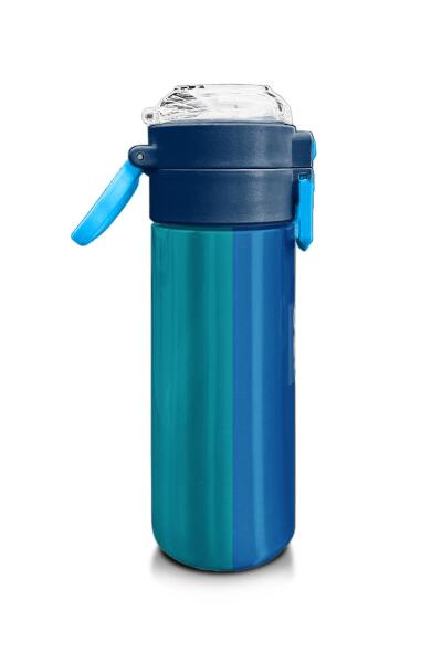 Coral High Kids Renkli Çizgili Desenli Pipetli ve Direkt İçim Çelik Termos 500 ml 31879 - 2